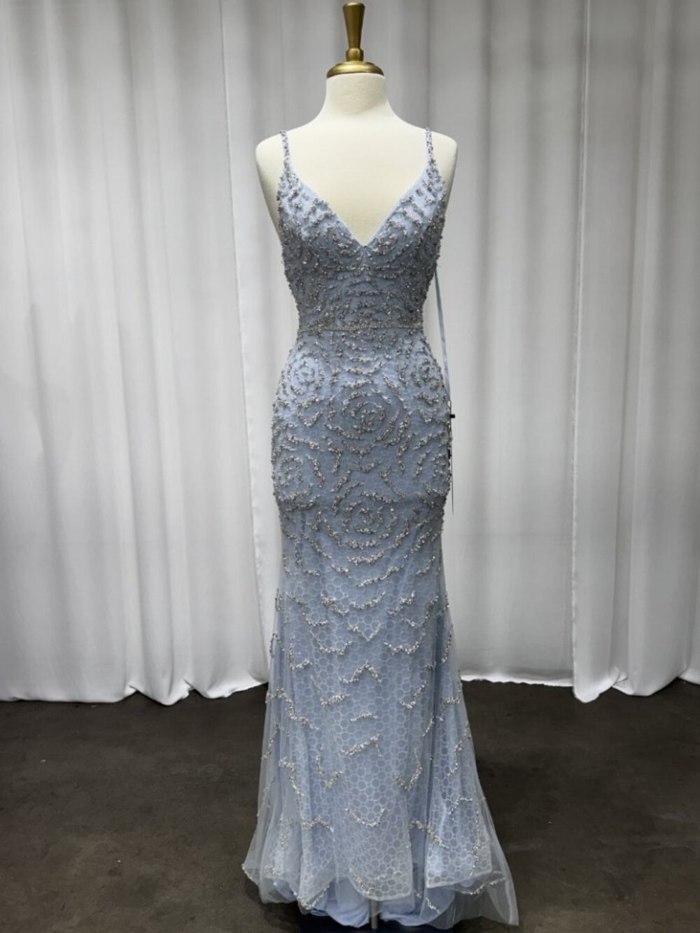 NEW LT BLUE Evening Gown Floor Length Formal Elegant Stunning B1206